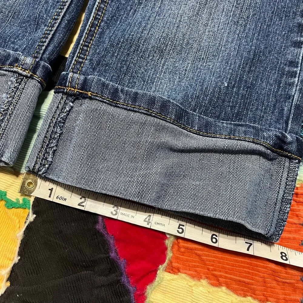 Y2K Southpole Acid Washed Embroidered Painted Capri Jeans 34Wx22L - Picture 7 of 7